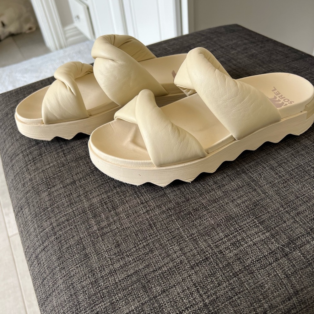 Sorel Cream Slide Sandals